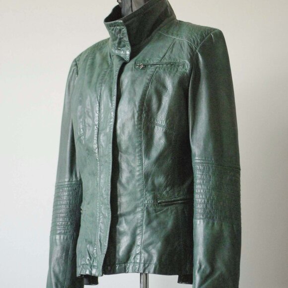 Forest Green Danier Leather Jacket - Picture 2 of 10